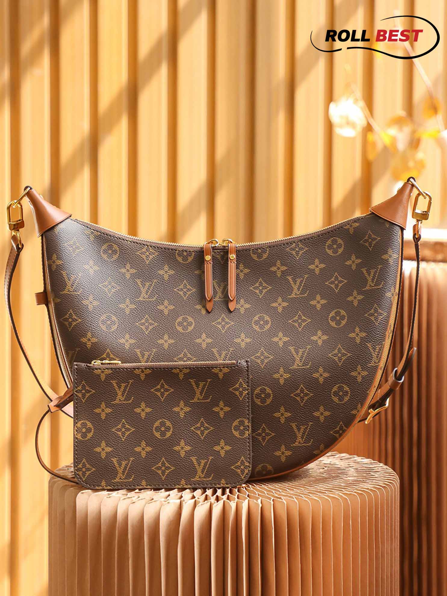 Túi Đeo Chéo Nữ Louis Vuitton LV Loop Hobo Monogram Canvas Brown 