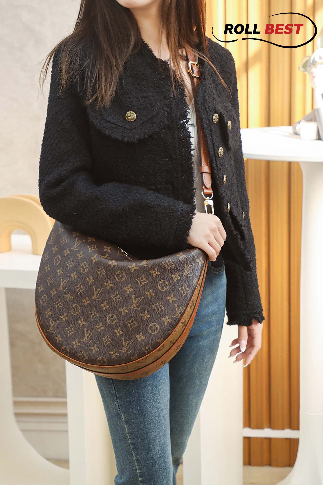 Túi Đeo Chéo Nữ Louis Vuitton LV Loop Hobo Monogram Canvas Brown 