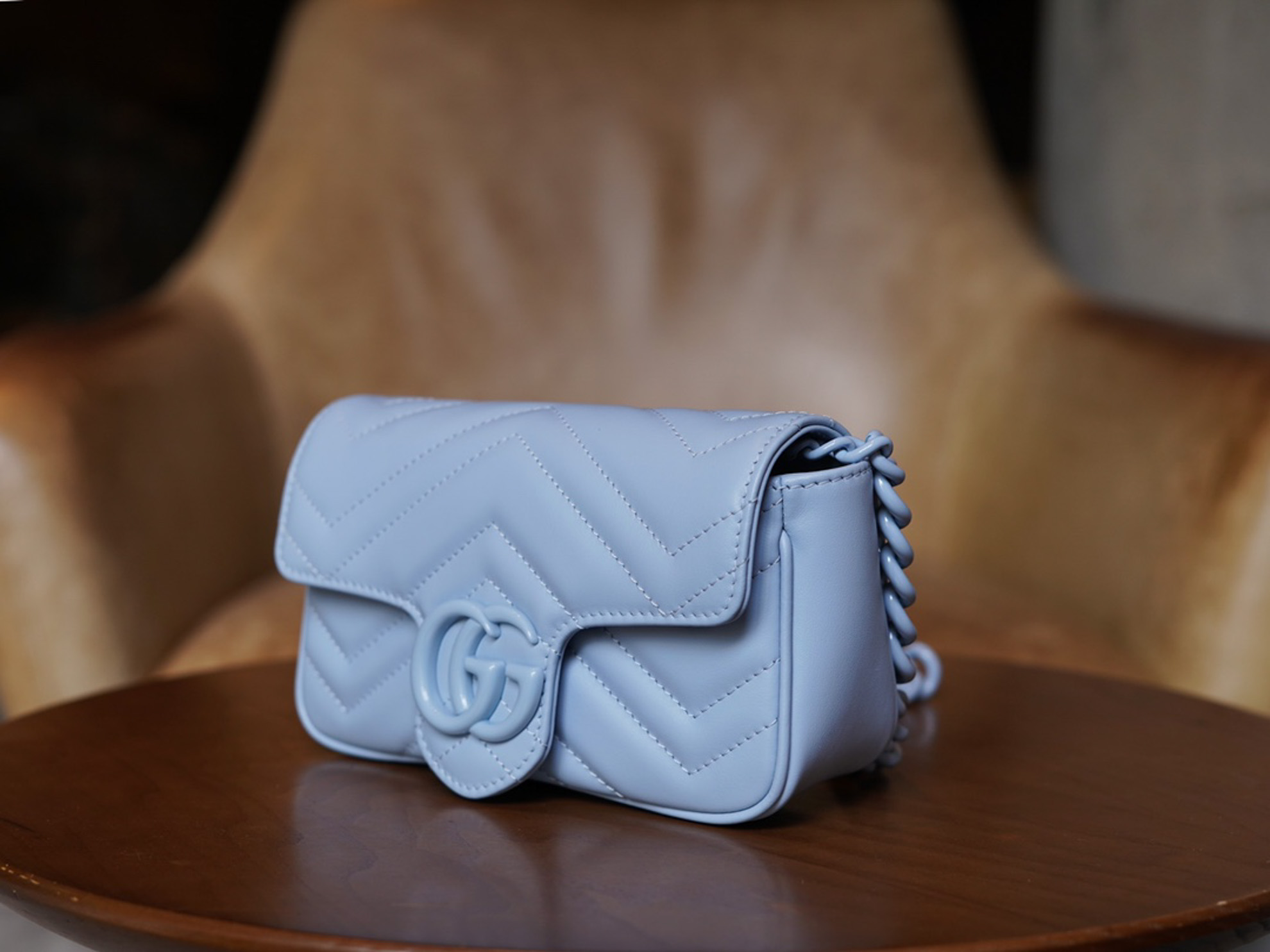 Túi Gucci GG Marmont Belt Bag in Light Blue