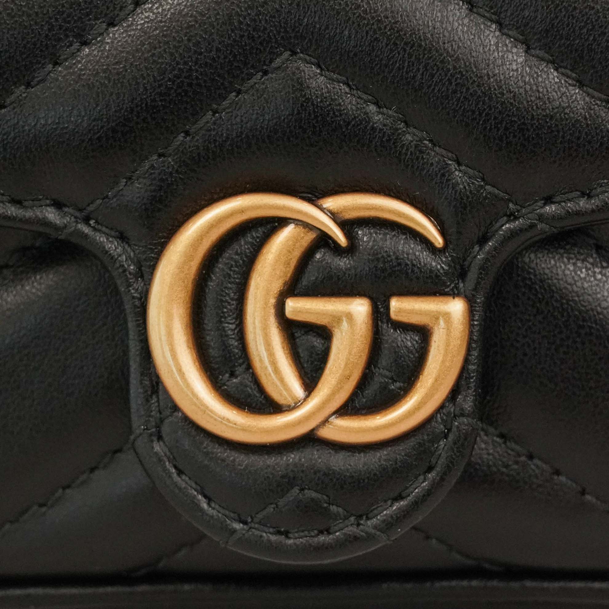 Túi Gucci GG Marmont Matelassé Leather Super Mini Black Chevron Leather