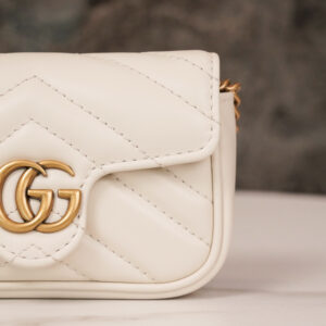 Túi Gucci GG Marmont Matelassé Leather Super Mini White Chevron Leather