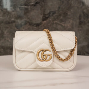 Túi Gucci GG Marmont Matelassé Leather Super Mini White Chevron Leather