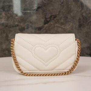 Túi Gucci GG Marmont Matelassé Leather Super Mini White Chevron Leather