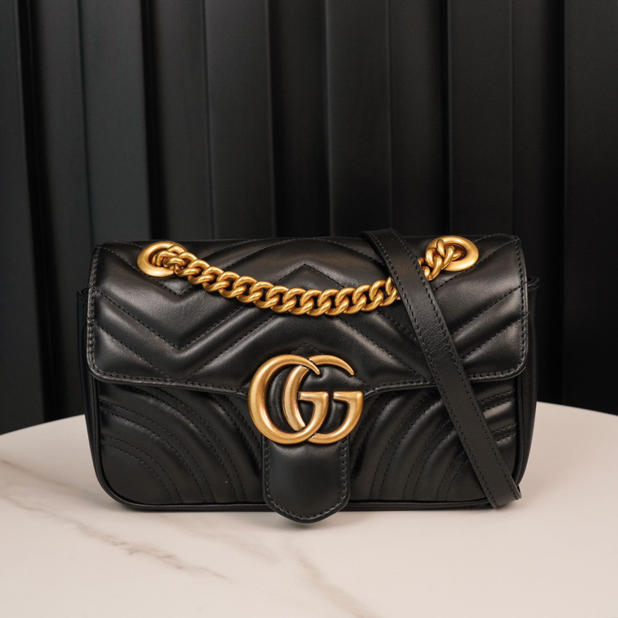 Túi Gucci GG Marmont Mini Bag Matelassé Black Leather