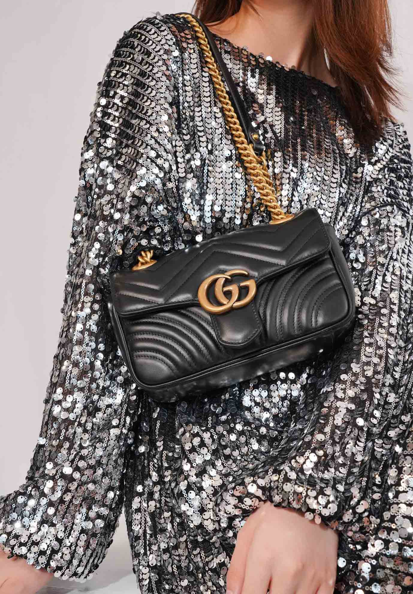 Túi Gucci GG Marmont Mini Bag Matelassé Black Leather