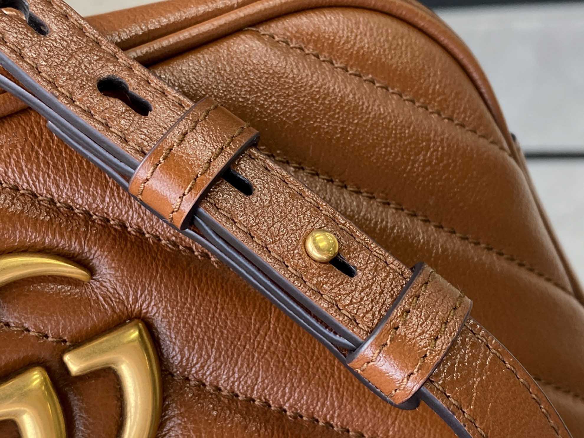 Túi Gucci GG Marmont Small Matelassé Shoulder Brown Leather