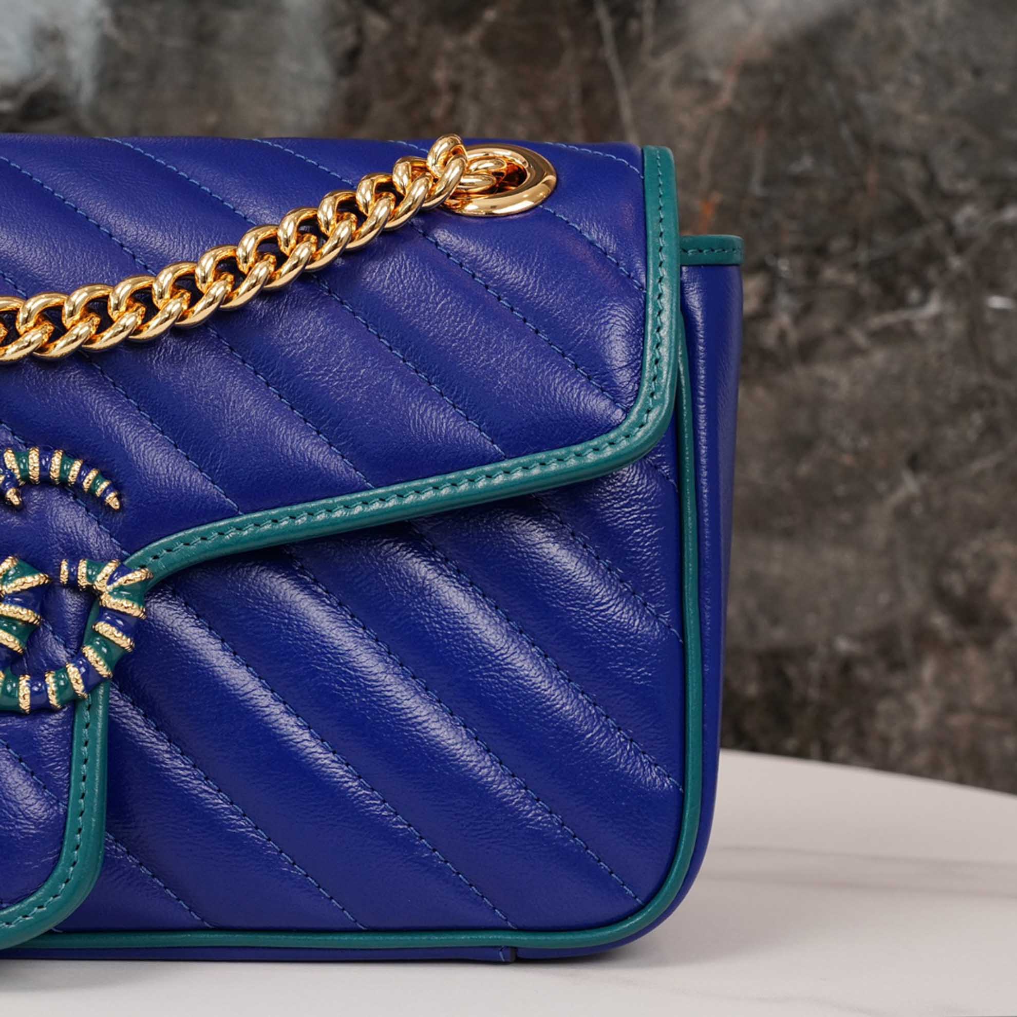 Túi Gucci GG Marmont small shoulder bag xanh dương