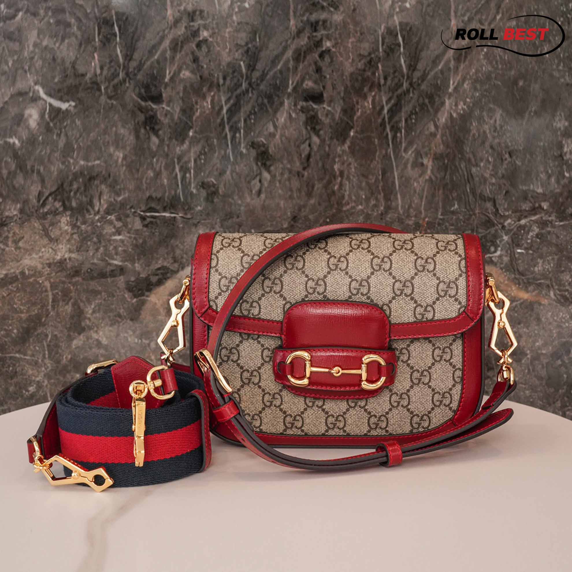 Túi Gucci Horsebit 1955 Shoulder Bag Đỏ GG Supreme 