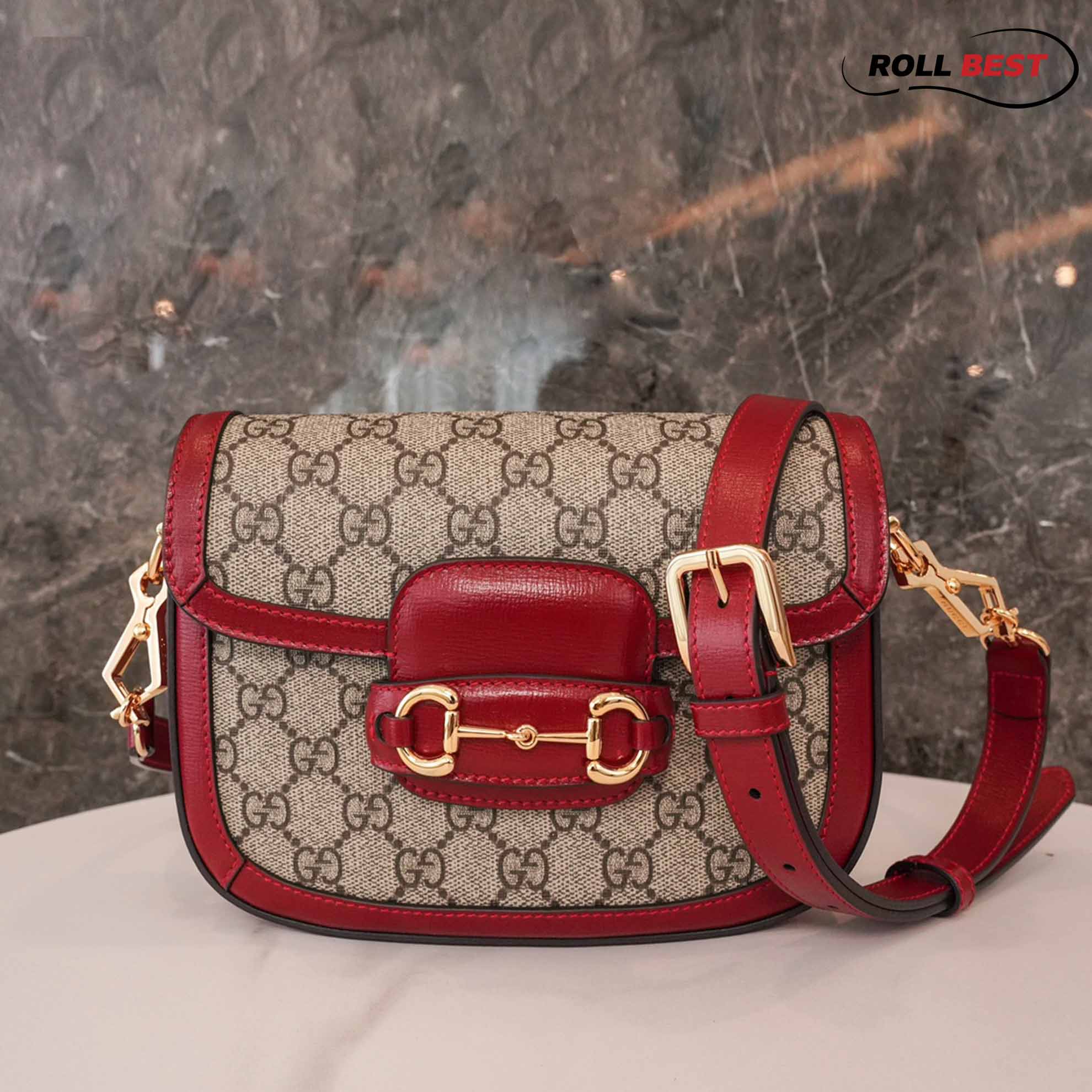 Túi Gucci Horsebit 1955 Shoulder Bag Đỏ GG Supreme 