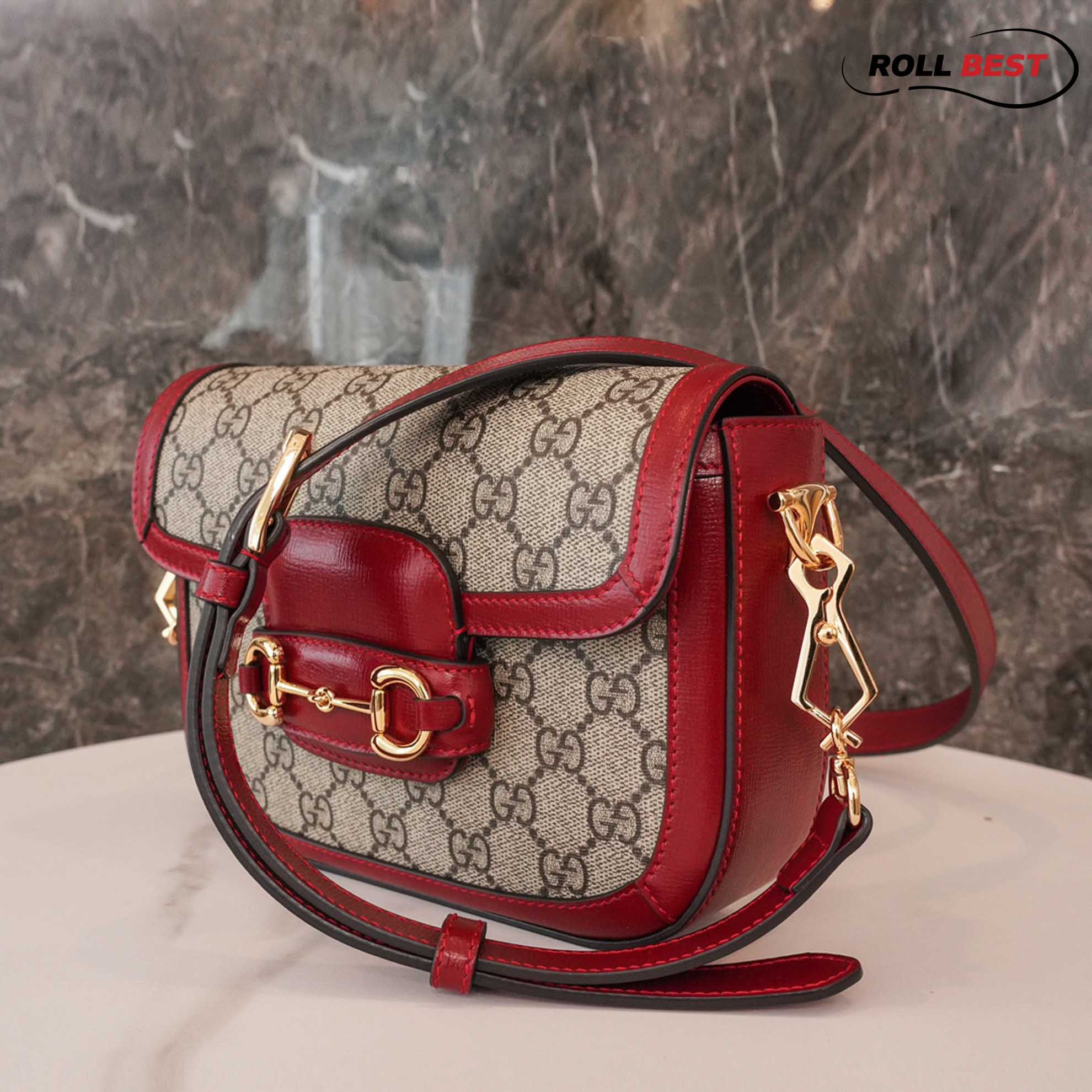 Túi Gucci Horsebit 1955 Shoulder Bag Đỏ GG Supreme 