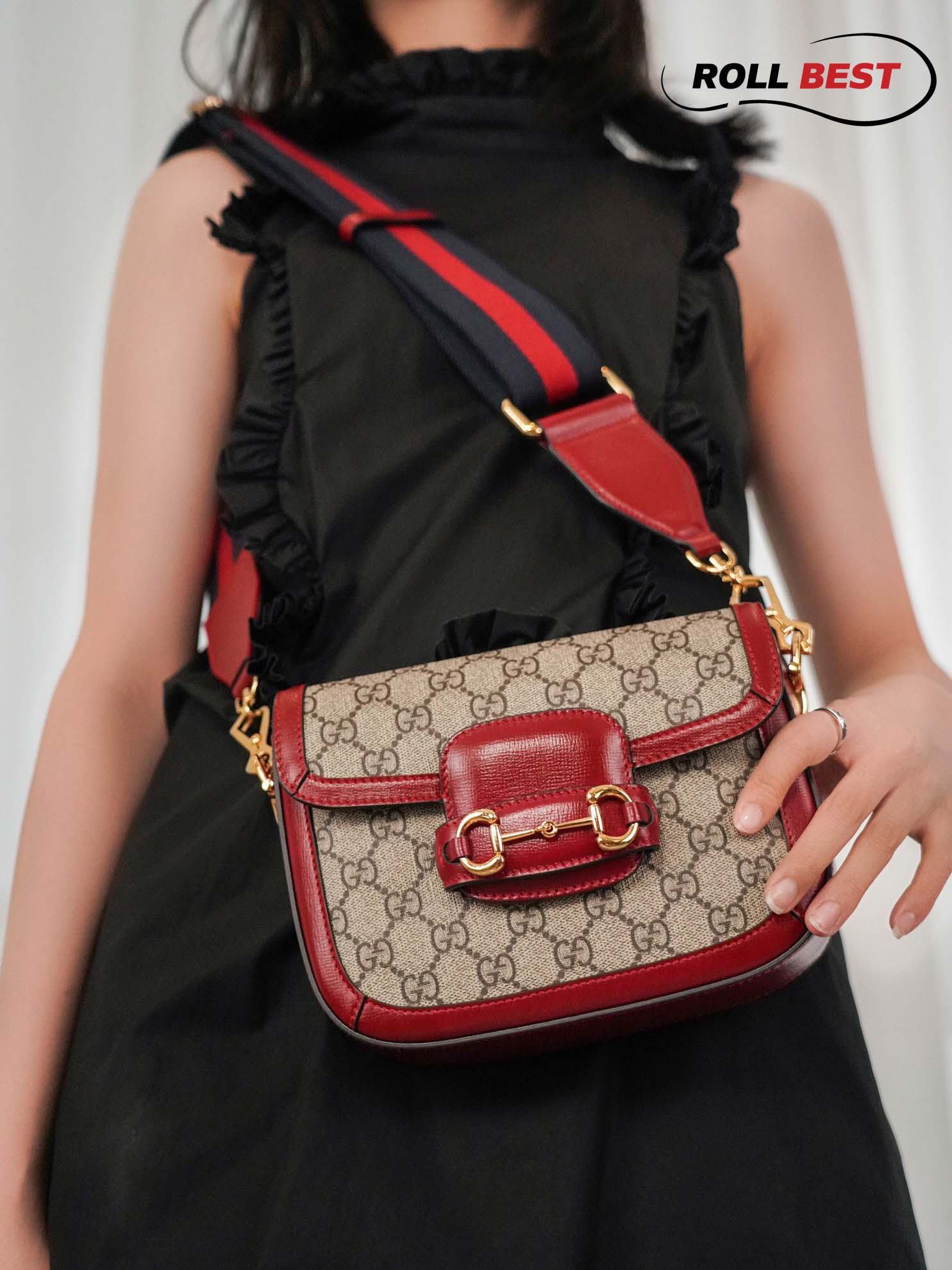 Túi Gucci Horsebit 1955 Shoulder Bag Đỏ GG Supreme 