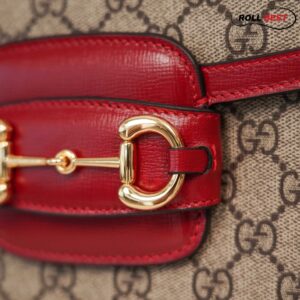 Túi Gucci Horsebit 1955 Shoulder Red GG Supreme Viền đỏ