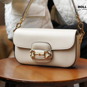 Túi Gucci Horsebit 1955 Shoulder White Leather