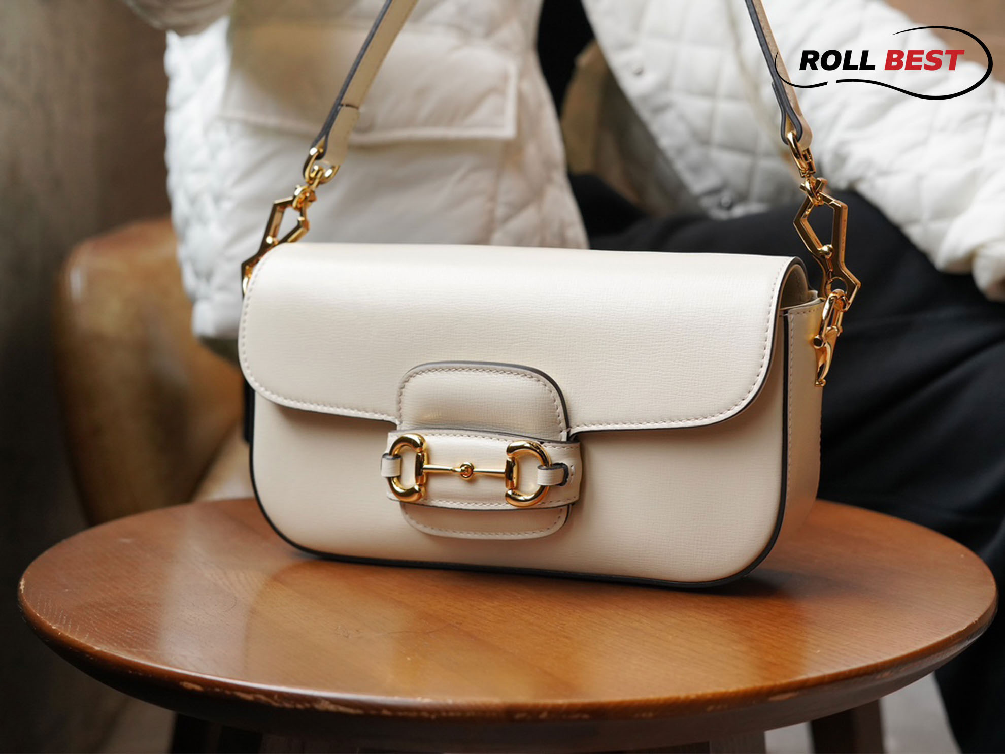 Túi Gucci Horsebit 1955 Shoulder White Leather