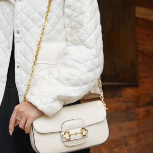 Túi Gucci Horsebit 1955 Shoulder White Leather