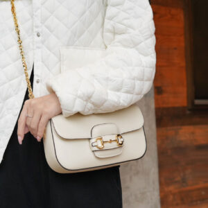 Túi Gucci Horsebit 1955 Shoulder White Leather