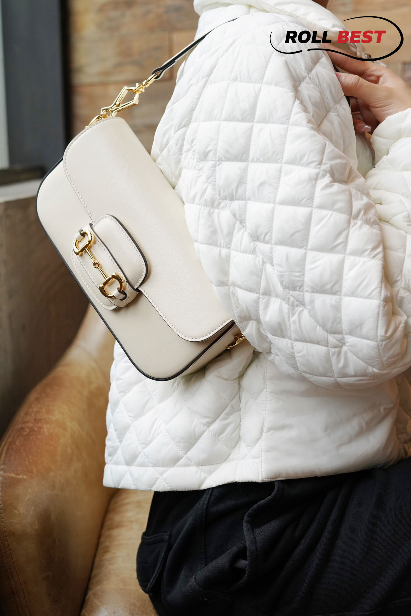 Túi Gucci Horsebit 1955 Shoulder White Leather