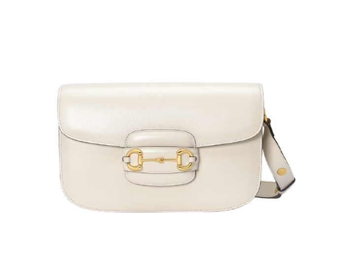 Túi Gucci Horsebit 1955 Shoulder White Leather