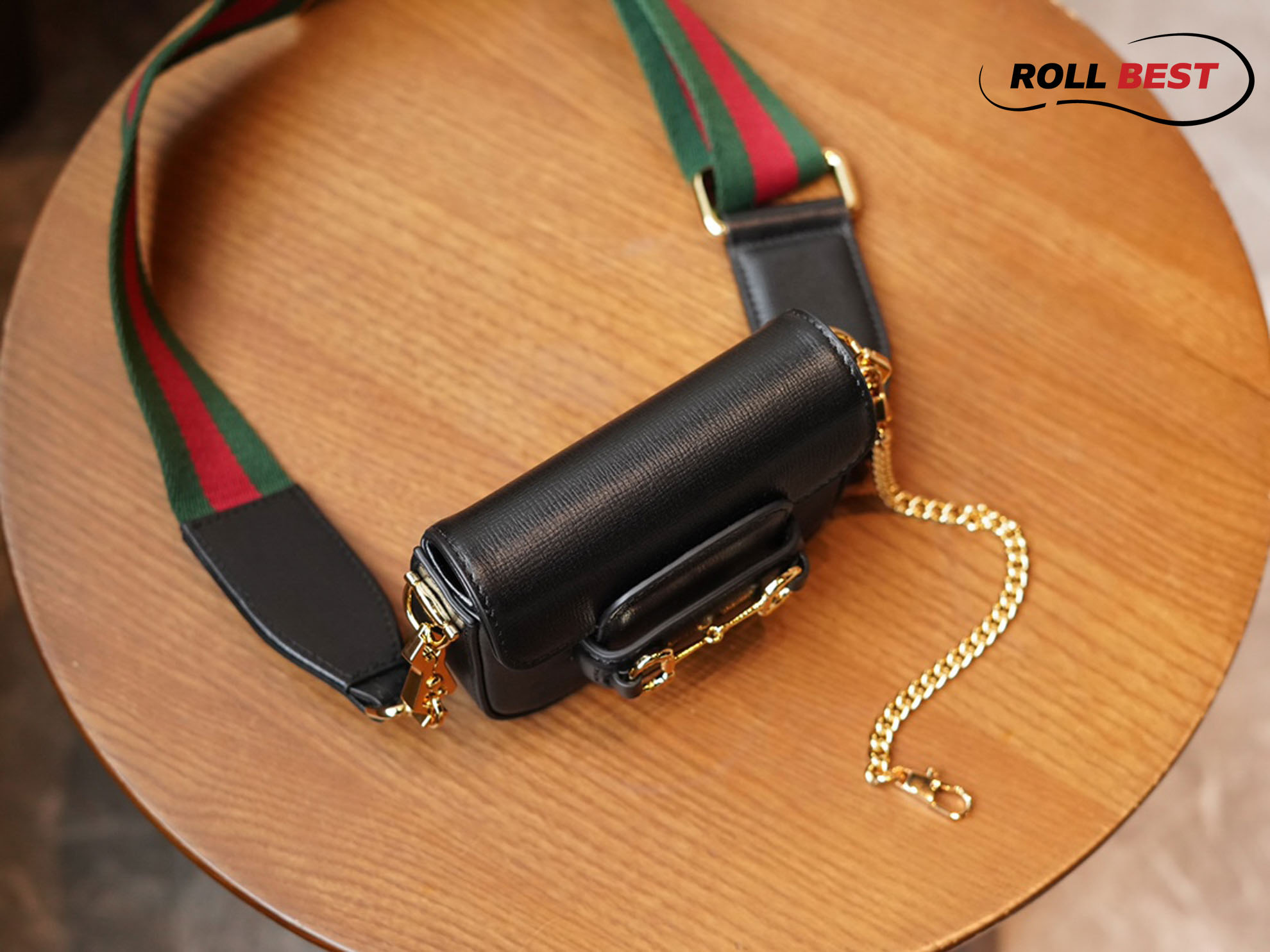 Túi Gucci Horsebit 1955 Strap Wallet Đen Leather 