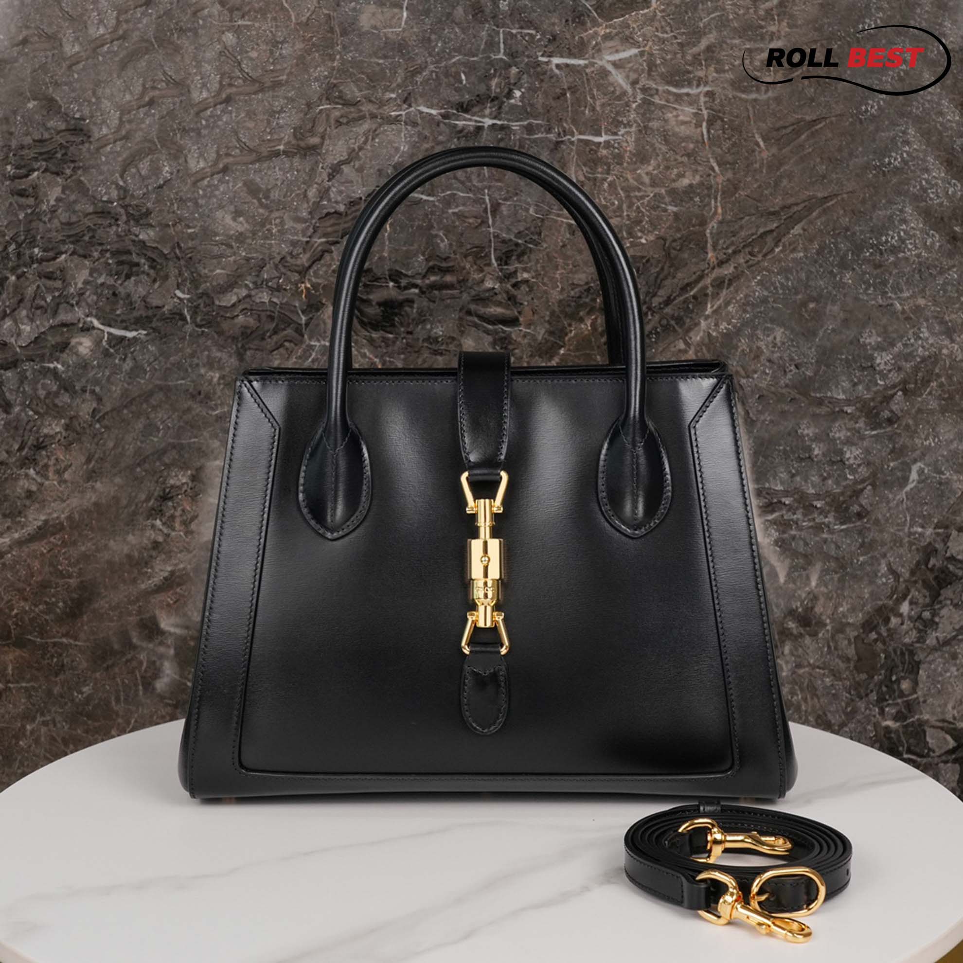 Túi Gucci Jackie 1961 Medium Tote Bag Black Leather