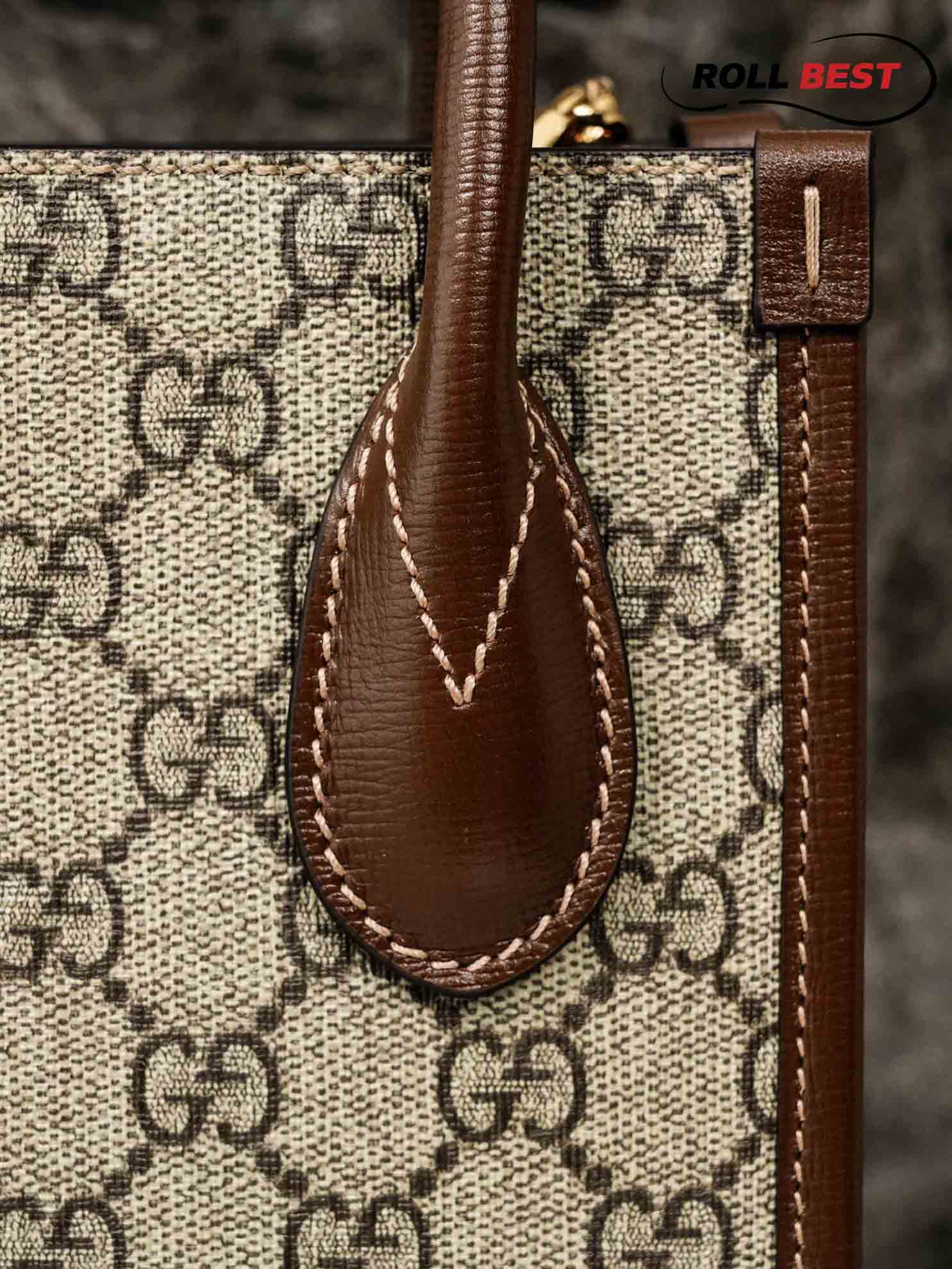 Túi Gucci Mini Tote With Interlocking G Beige And Brown Leather 