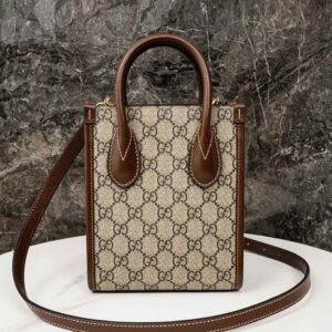 Túi Gucci Mini Tote With Interlocking G Beige And Brown Leather