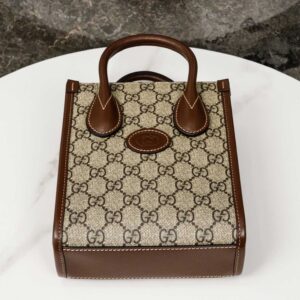 Túi Gucci Mini Tote With Interlocking G Beige And Brown Leather