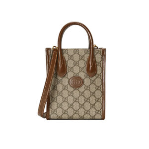 Túi Gucci Mini Tote With Interlocking G Beige And Brown Leather