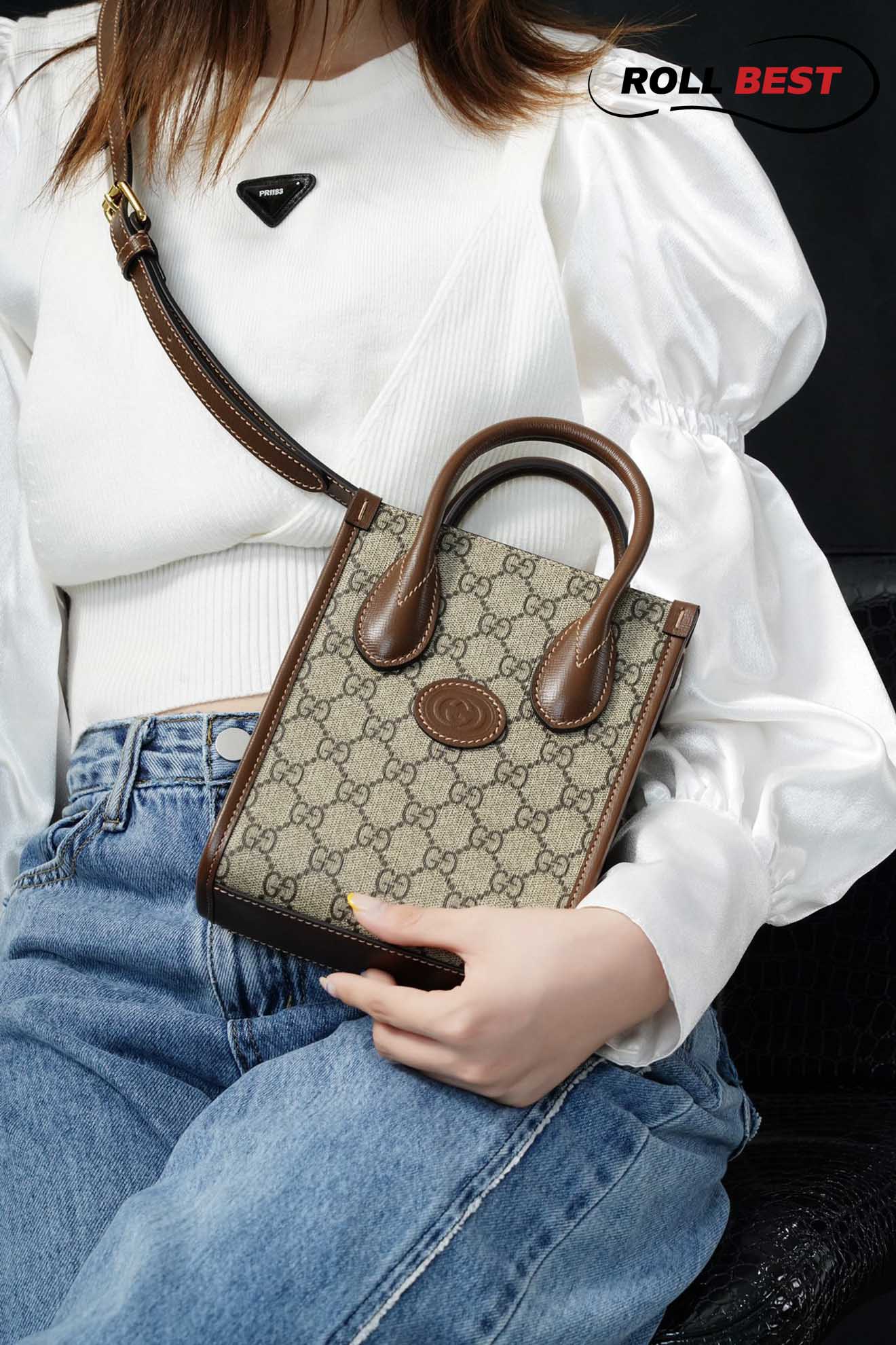 Túi Gucci Mini Tote With Interlocking G Beige And Brown Leather 