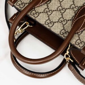 Túi Gucci Mini Tote With Interlocking G Beige And Brown Leather