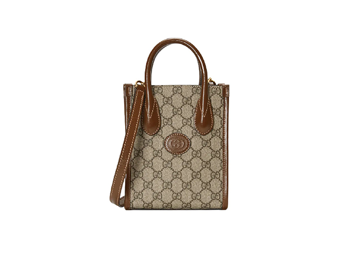 Túi Gucci Mini Tote With Interlocking G Beige And Brown Leather