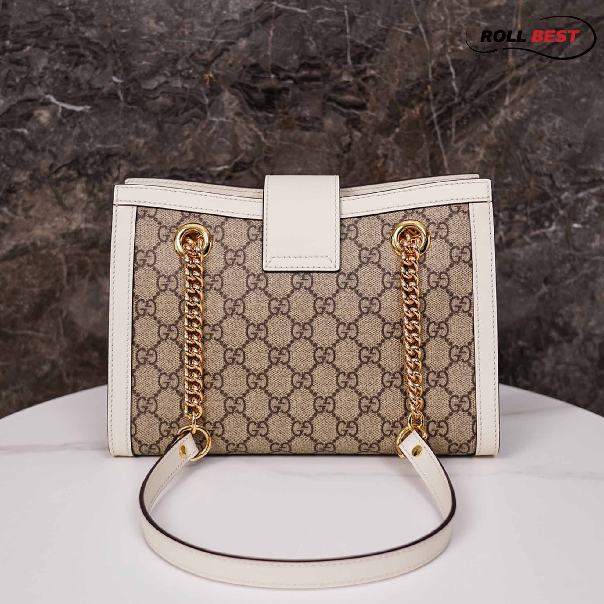 Túi Gucci Padlock GG Small Shoulder GG Supreme White Leather 