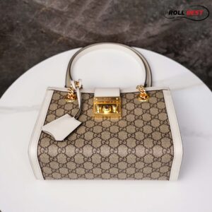 Túi Gucci Padlock GG Small Shoulder GG Supreme White Leather