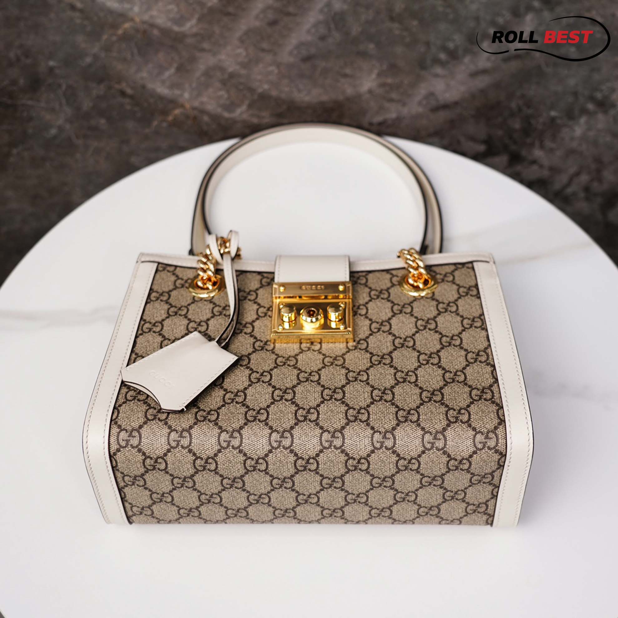 Túi Gucci Padlock GG Small Shoulder GG Supreme White Leather 