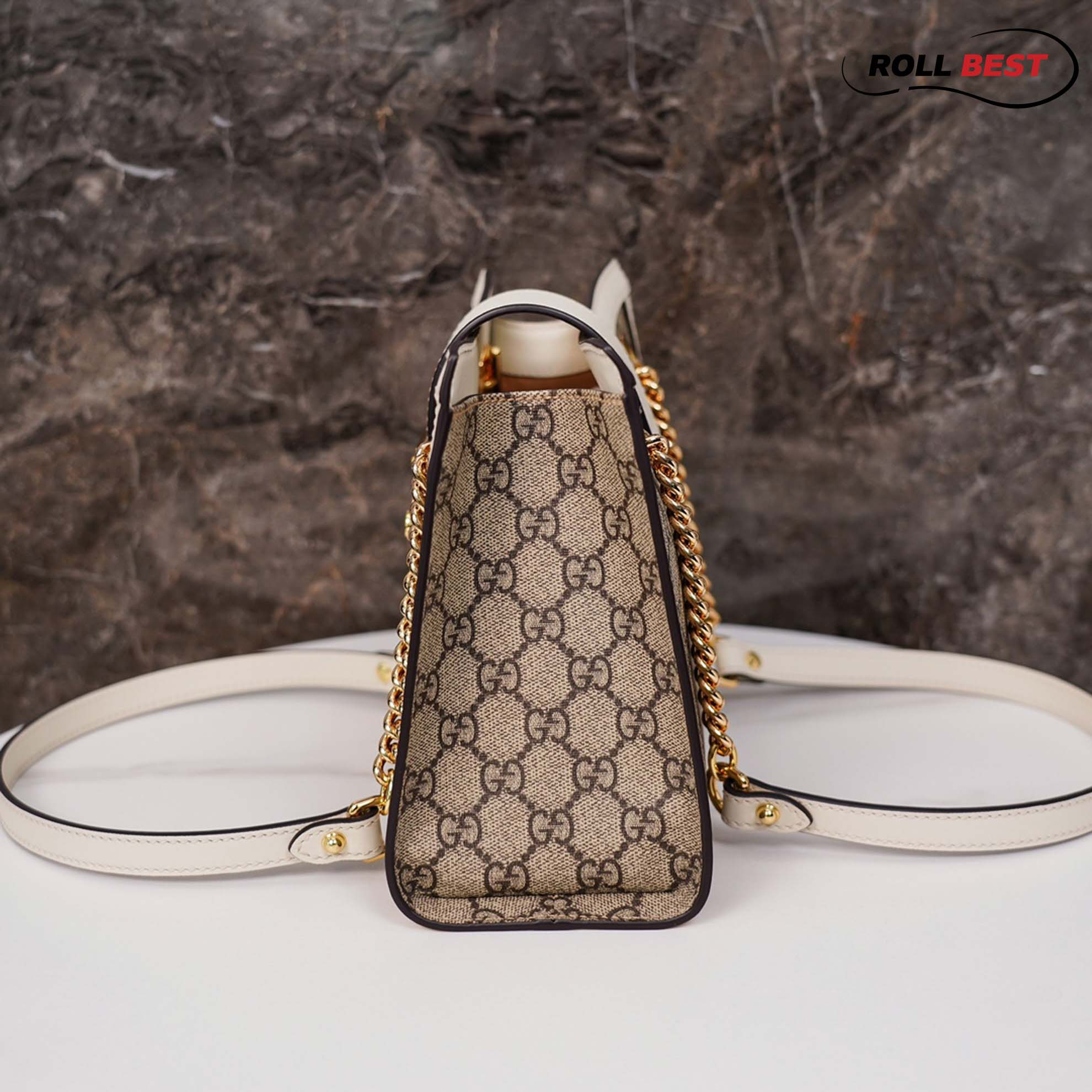 Túi Gucci Padlock GG Small Shoulder GG Supreme White Leather 