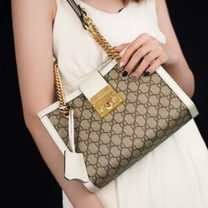 Túi Gucci Padlock GG Small Shoulder GG Supreme White Leather