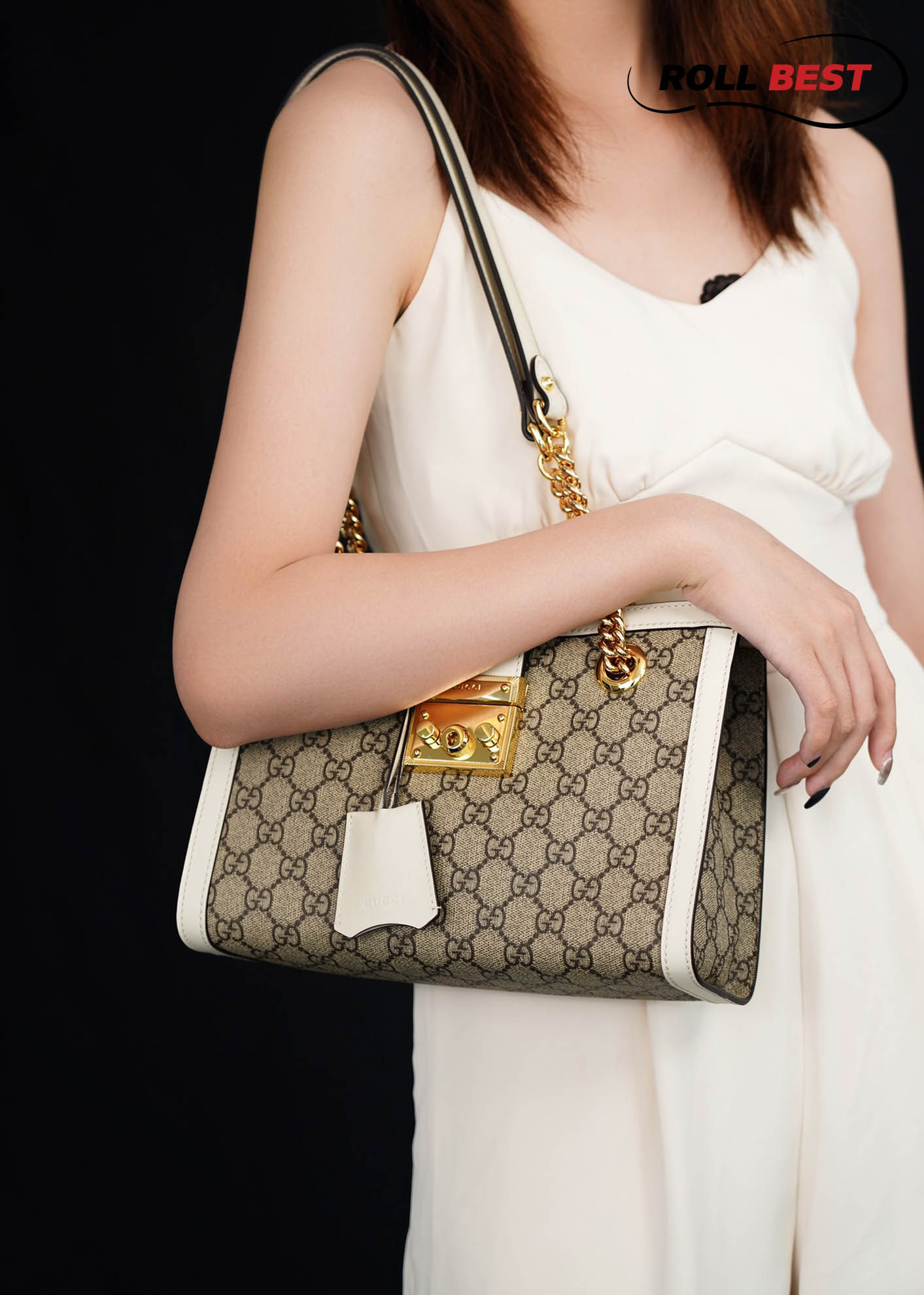 Túi Gucci Padlock GG Small Shoulder GG Supreme White Leather 