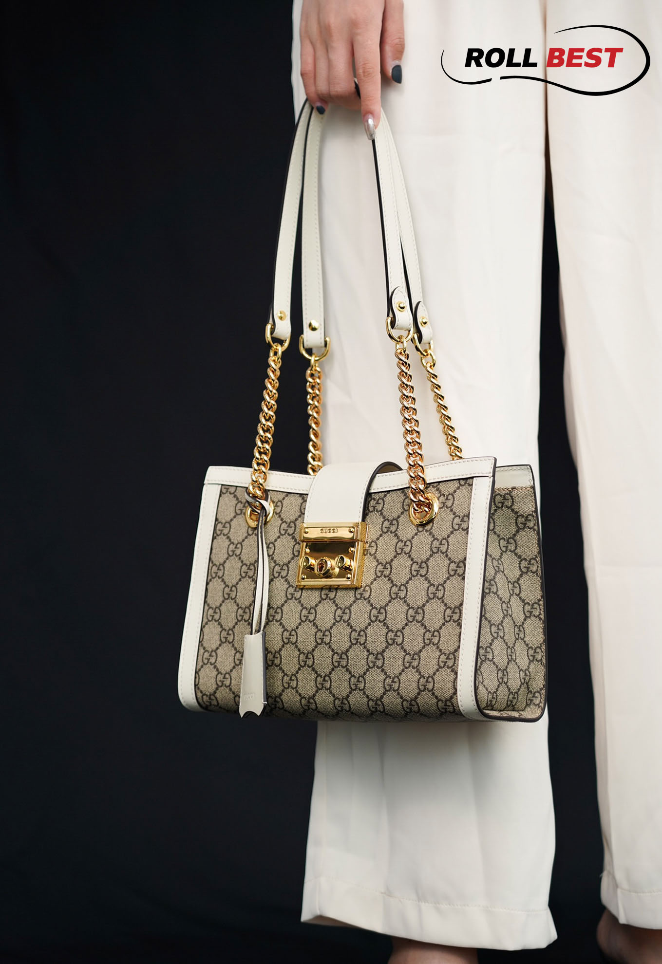 Túi Gucci Padlock GG Small Shoulder GG Supreme White Leather 