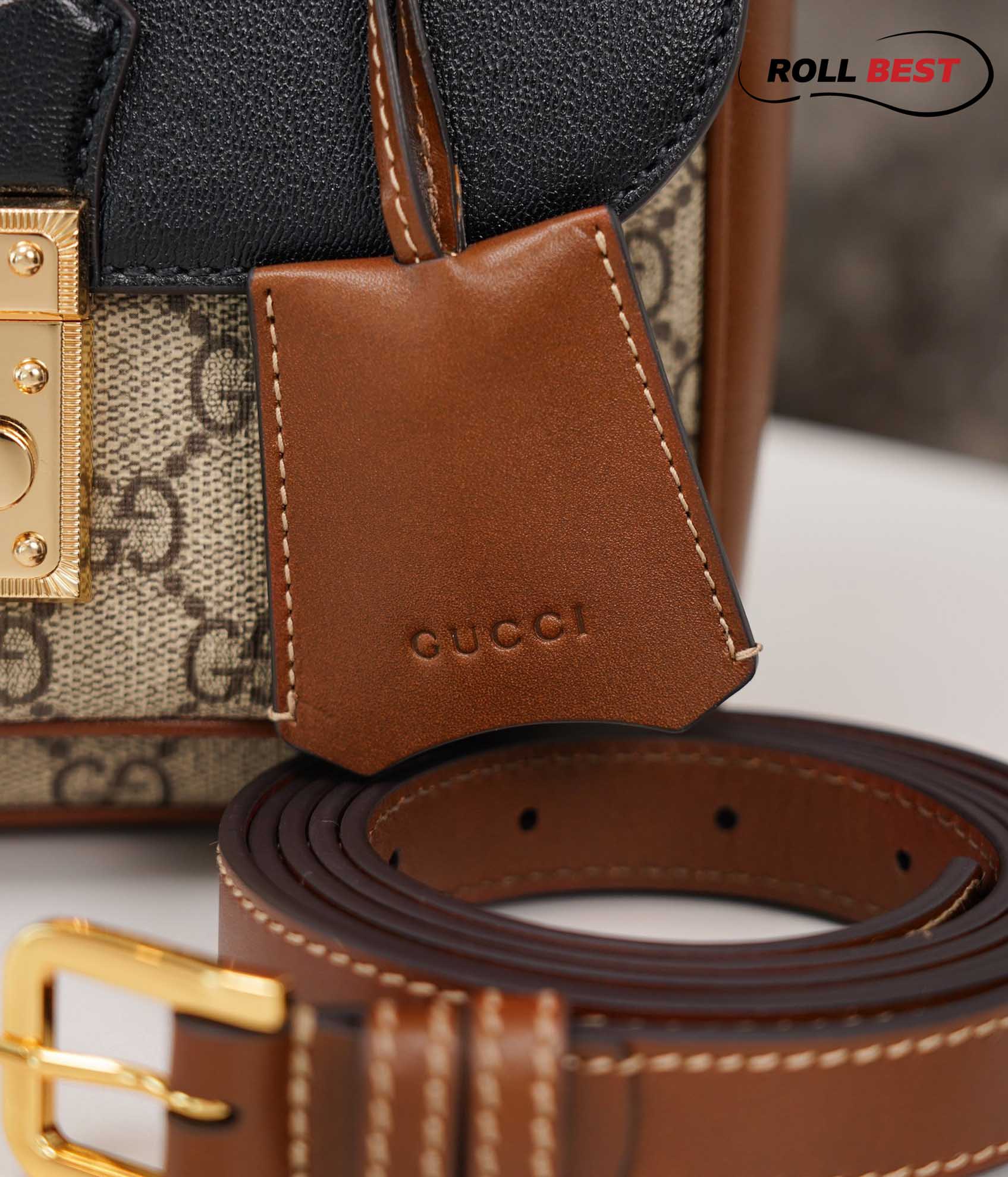 Túi Gucci Padlock Mini Bag Đen Leather GG Canvas 