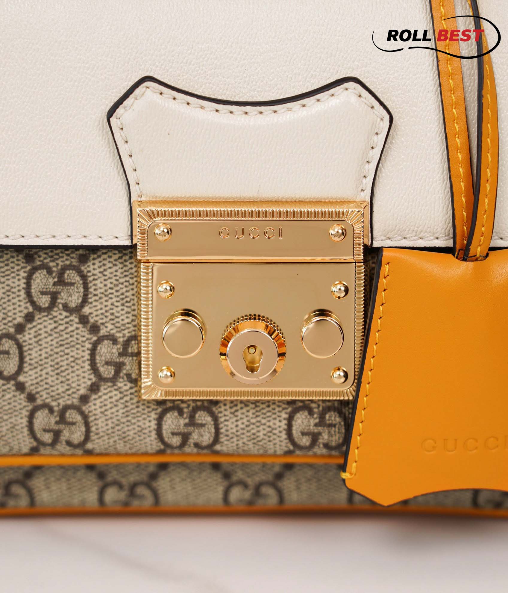 Túi Gucci Padlock Mini Bag Trắng Leather GG Canvas