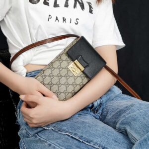 Túi Gucci Padlock Mini Phone Bag Đen Leather GG Canvas