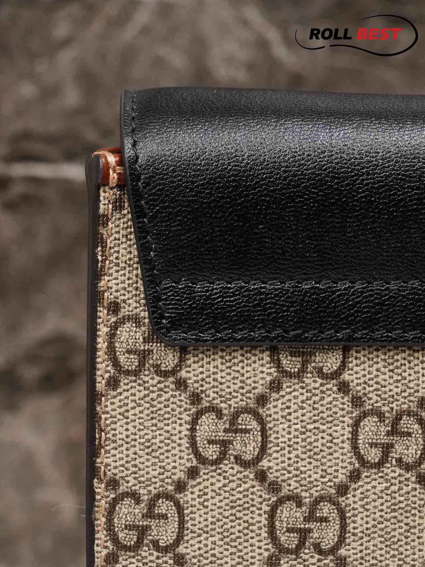 Túi Gucci Padlock Mini Phone Bag Đen Leather GG Canvas