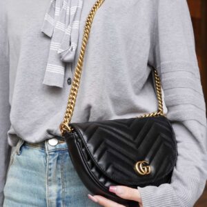 Túi Gucci Women's Black GG Marmont Matelassé Chain Mini Bag Black