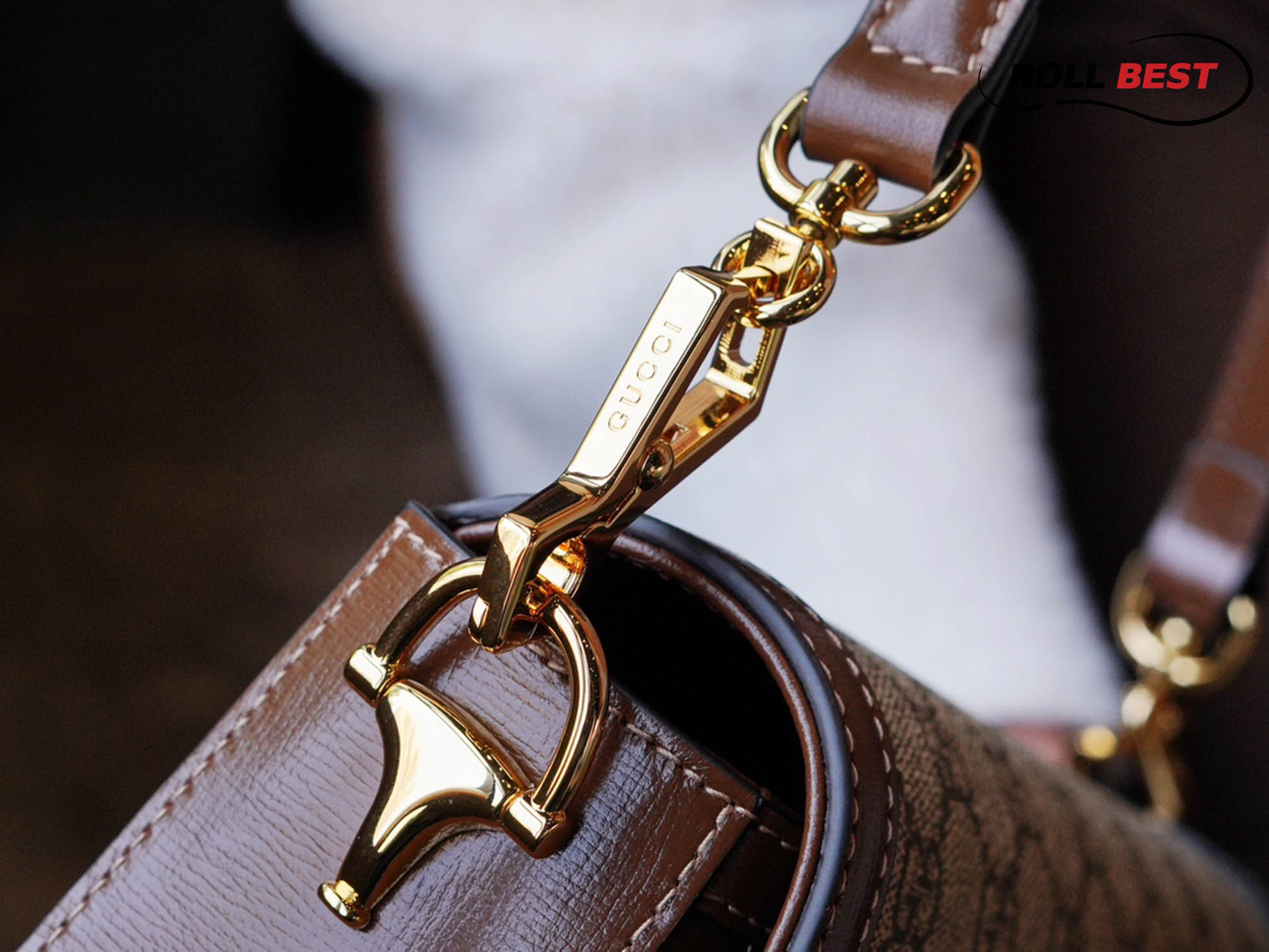 Túi Gucci Small Horsebit 1955 Shoulder Bag GG Supreme Be Nâu Canvas
