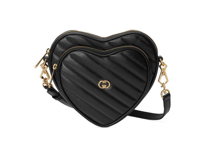 Túi Gucci Women's Black Interlocking G Mini Heart Leather Bag