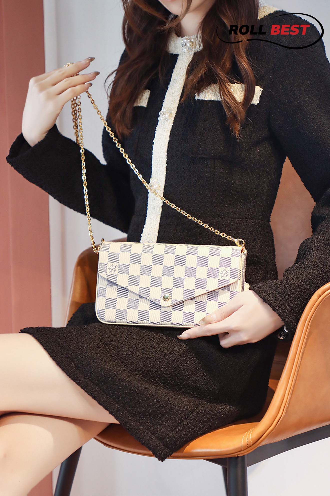 Túi LV Félicie Pochette Damier White Pink