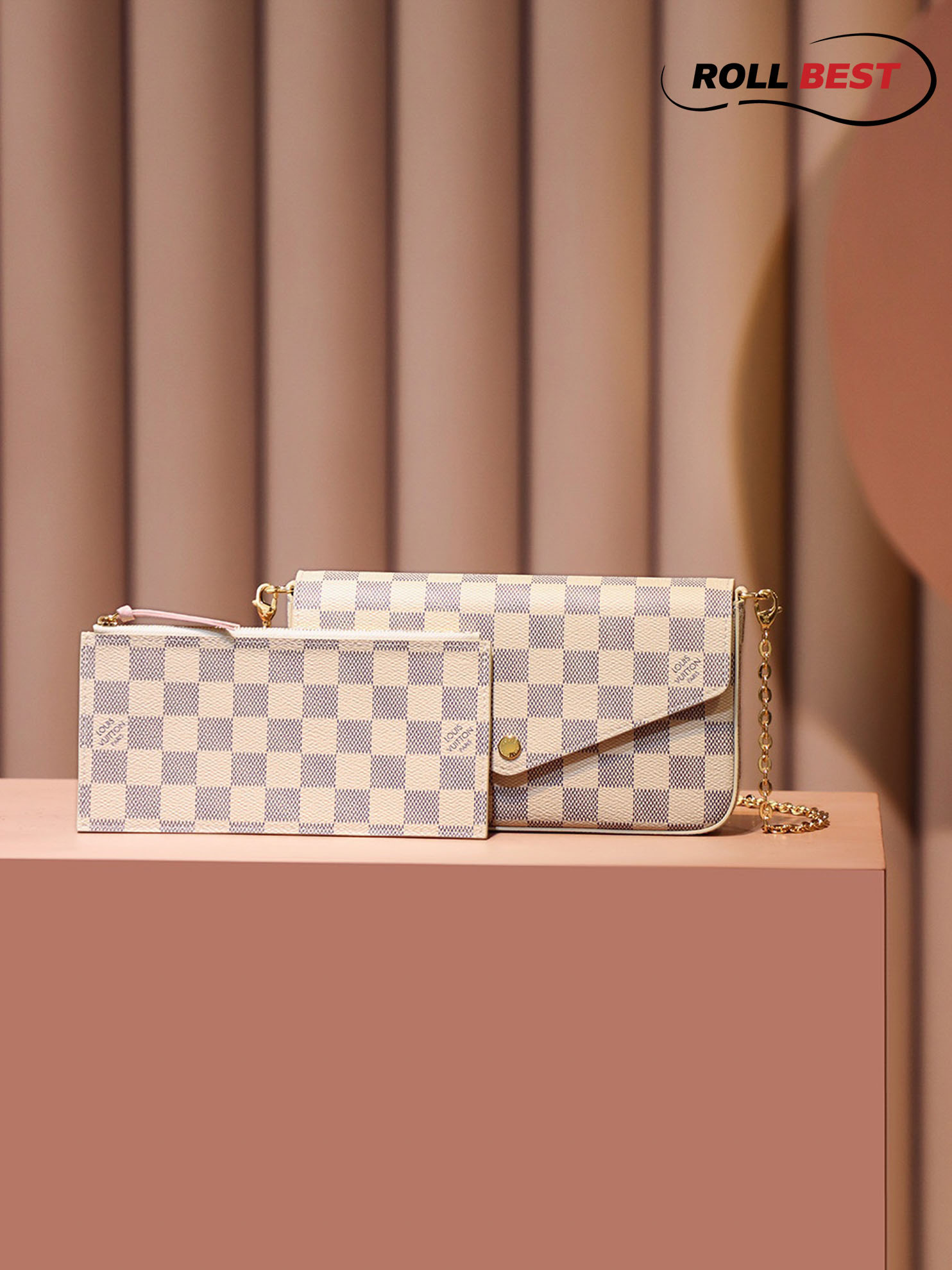 Túi LV Félicie Pochette Damier White Pink