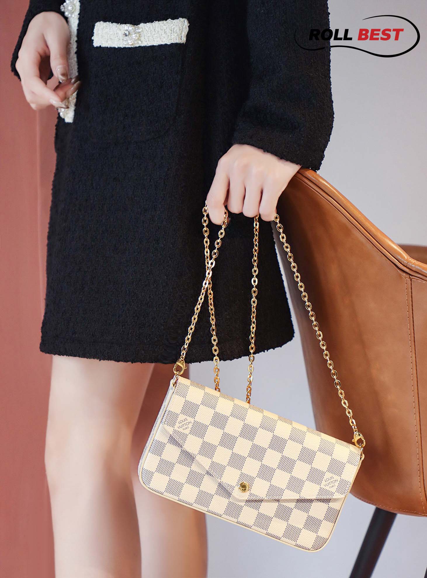 Túi LV Félicie Pochette Damier White Pink