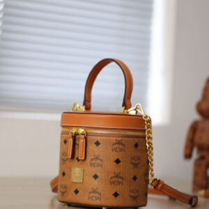 Túi MCM Cylinder Crossbody Visetos Cognac