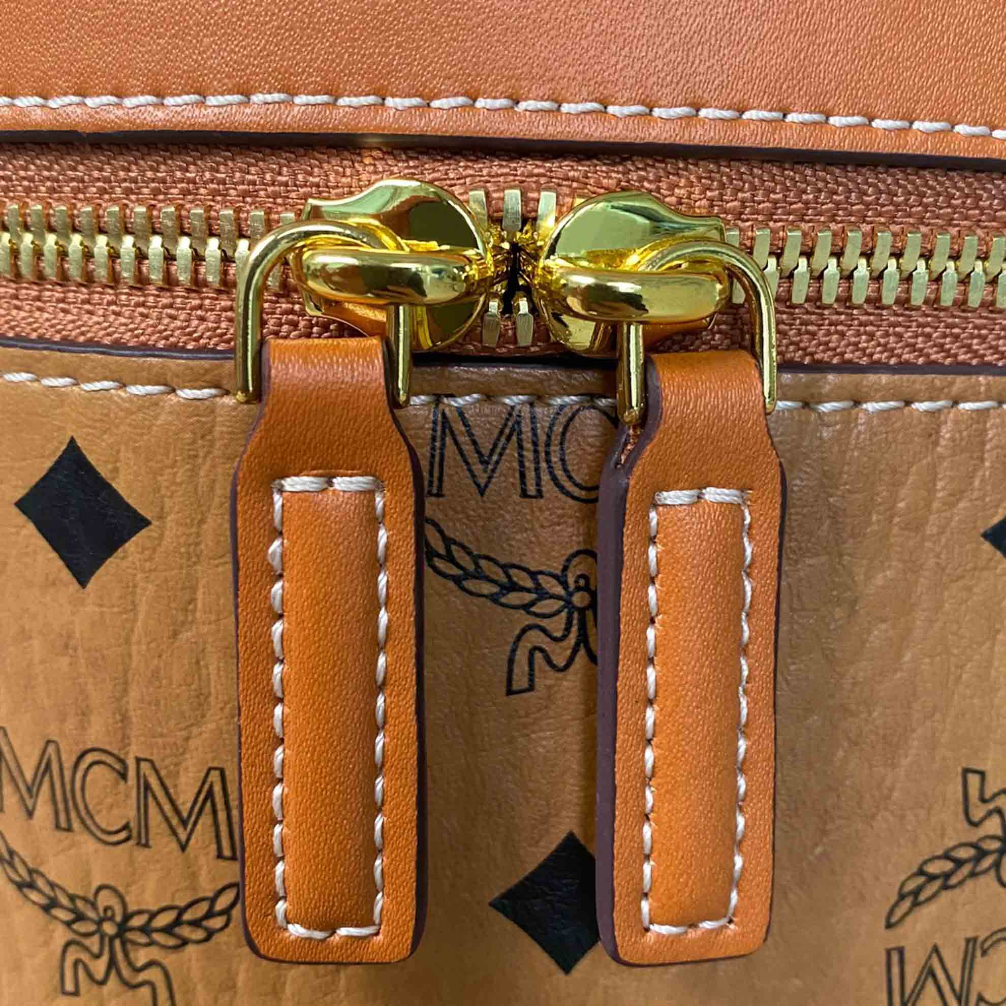 Túi MCM Cylinder Crossbody Visetos Cognac